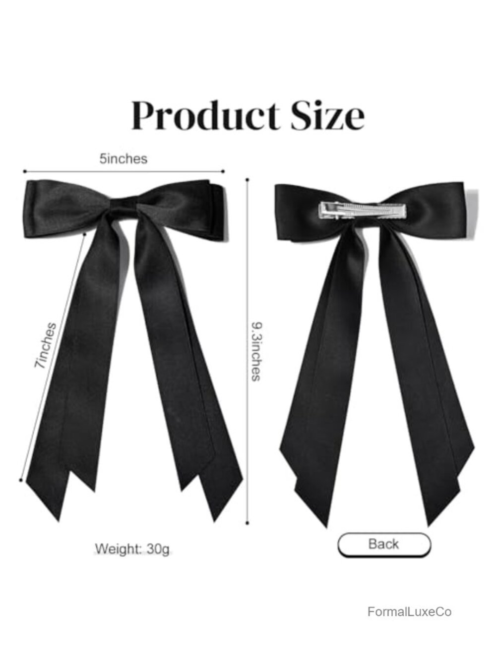 2PC Satin Hair Bow Clips Alligator Metal Ponytail Holder Women Girls - Picture 2 of 6